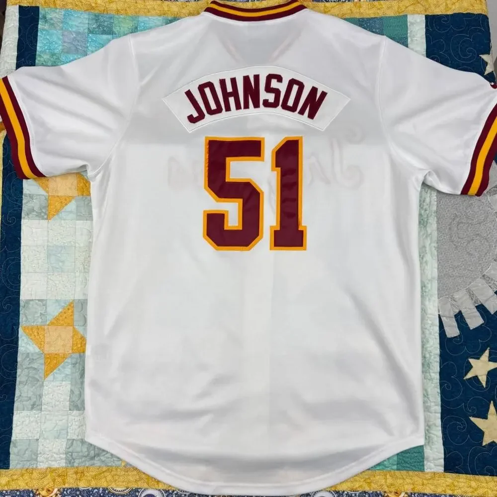 Vintage Nike Team Sport USC Trojans Men Baseball Randy Johnson P-51 White Jersey
